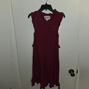 KNITZ For Love And Lemons Burgundy Ruffle Dress